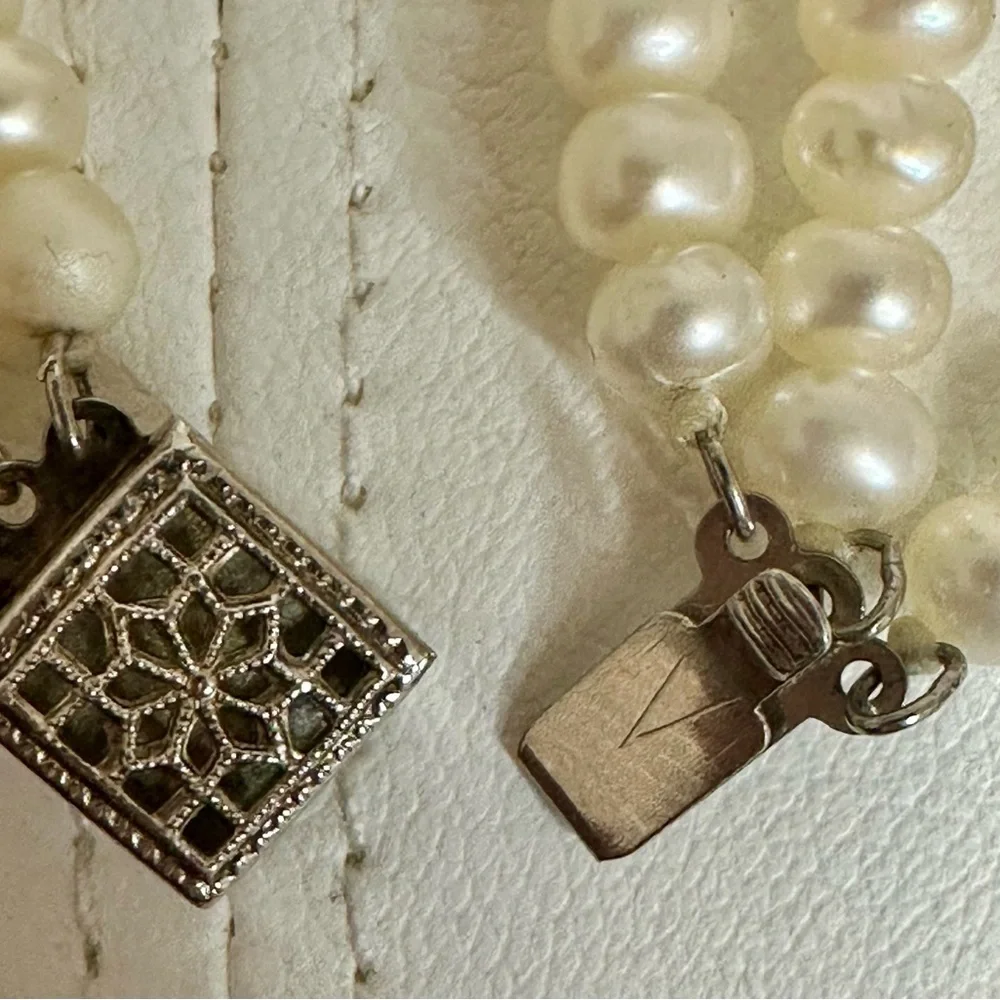 Danbury Mint Freshwater Pearl & Turquoise  3-Strand Necklace - Picture 8 of 12